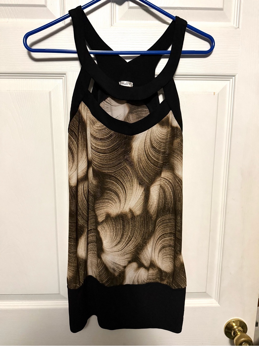 Studio Y Black and Brown Swirl Pattern Sleeveless Tank